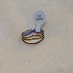 Multicolor Irredescent Chevron Ring.8.5.